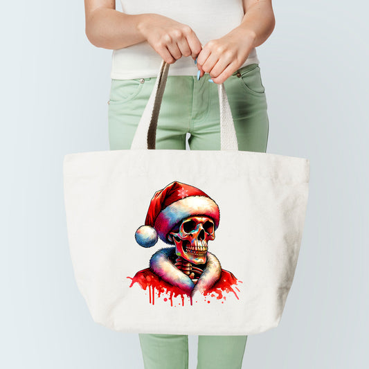 Santa Skeleton Tote Bag