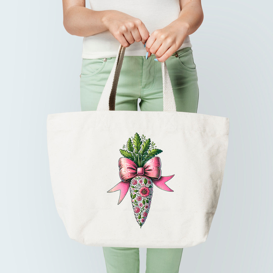 floral carrot tote bag