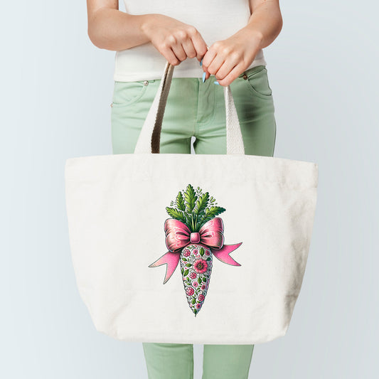 floral carrot tote bag