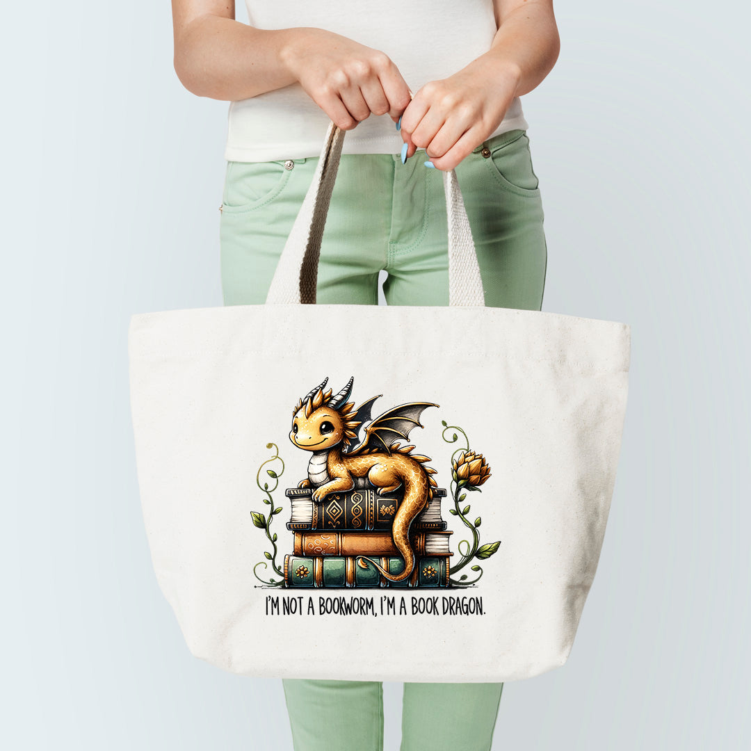 book dragon tote bag