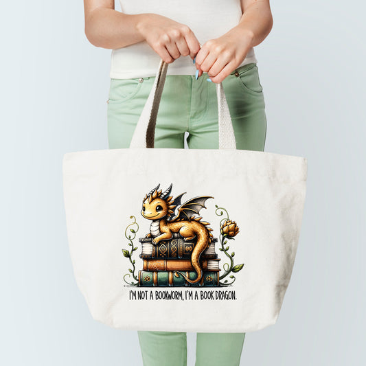 book dragon tote bag