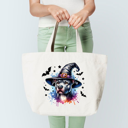 Pitbull Witch Tote Bag