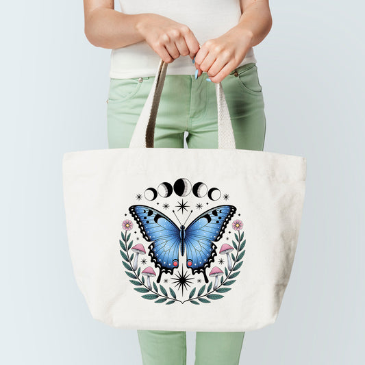 Moon Phase Butterfly Tote Bag