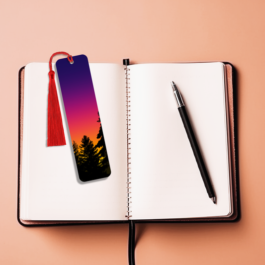 Sunset Forest Bookmarker – Durable Laminated Bookmark