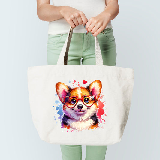 Corgi With Glasses Tote Bag