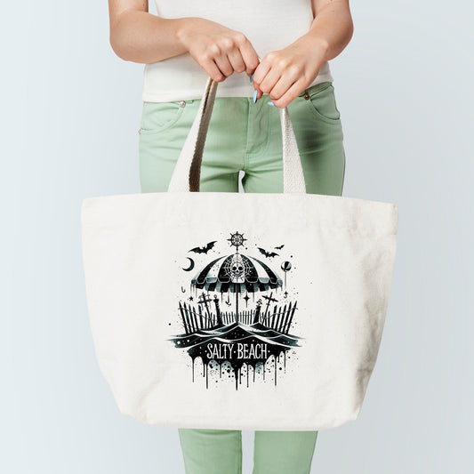 Dark Salty Beach Tote Bag