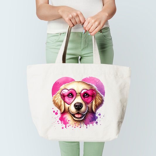 Golden Retriever In Glasses Tote Bag