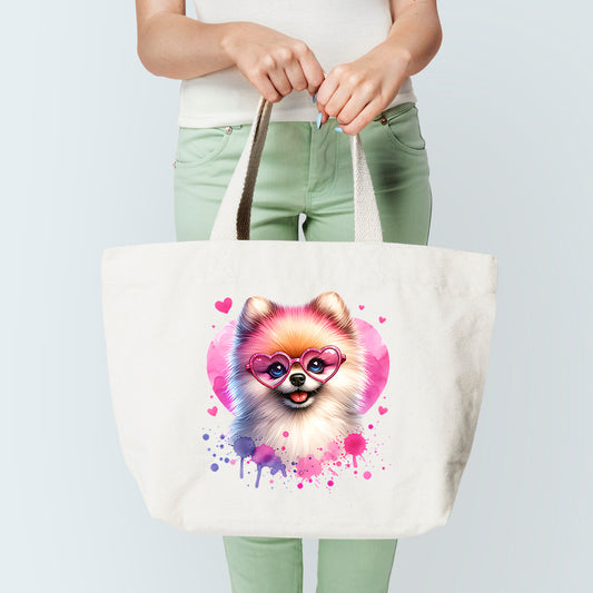 Pom Dog In Glasses Tote Bag