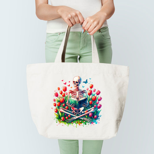 Floral Skeleton Tote Bag