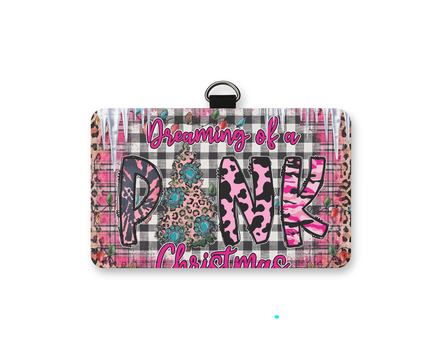 pink Christmas id holder