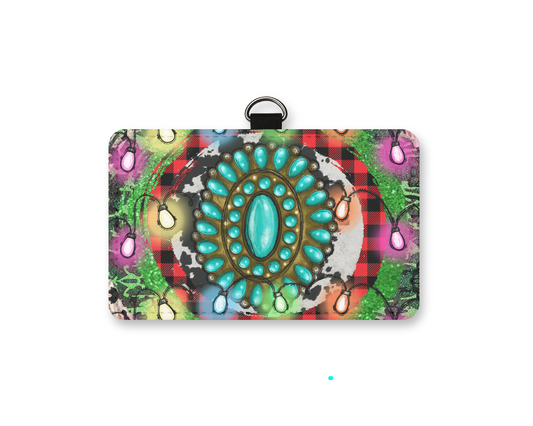 turquoise Christmas  id holder