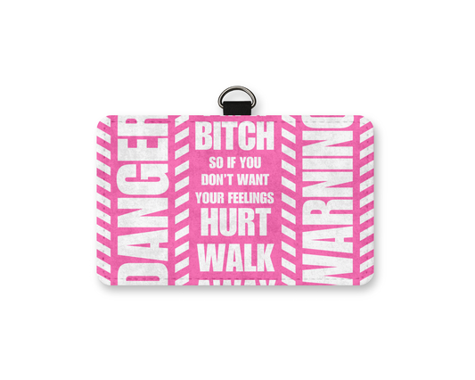 warning walk away id holder