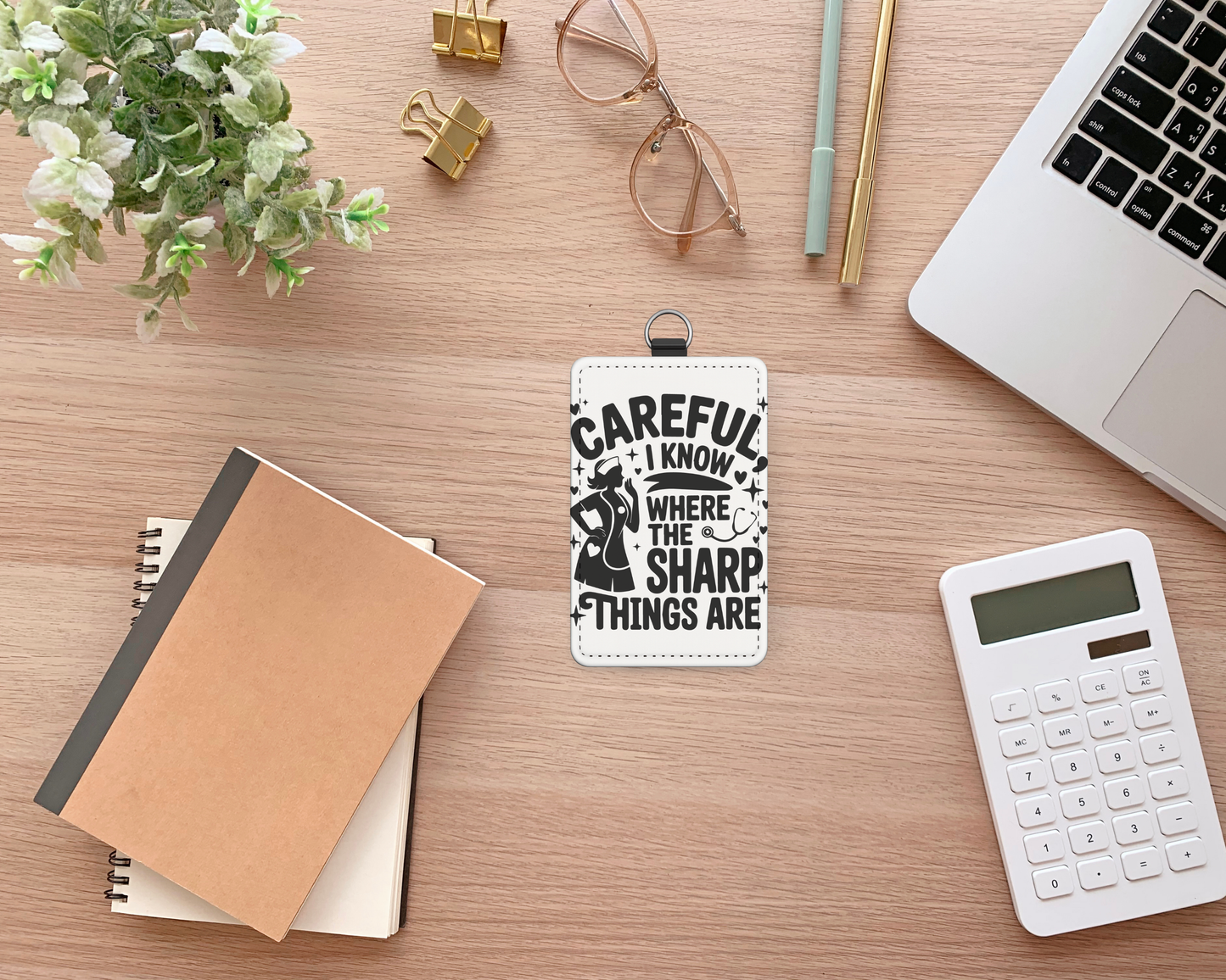 sharp objects present vertical id holder