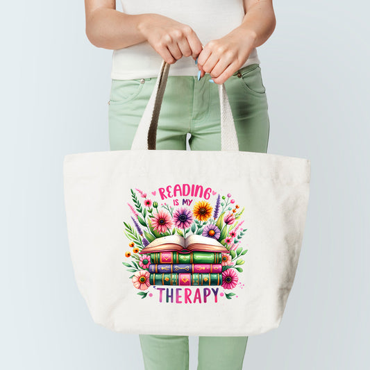 Reading Is My Therapy Tote Bag