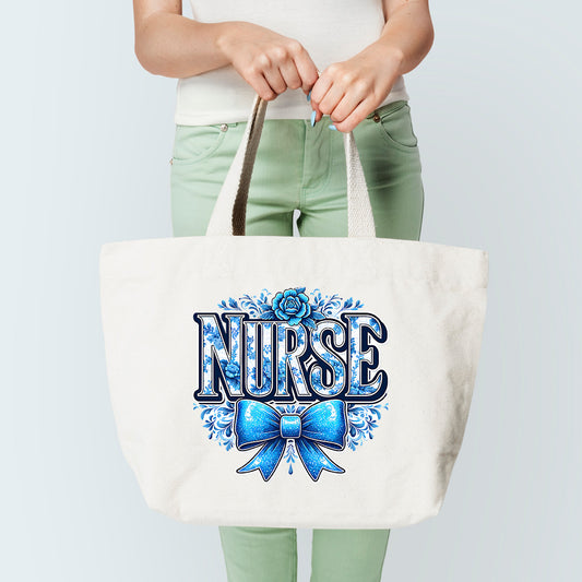 Blue Bow Nurse Tote Bag