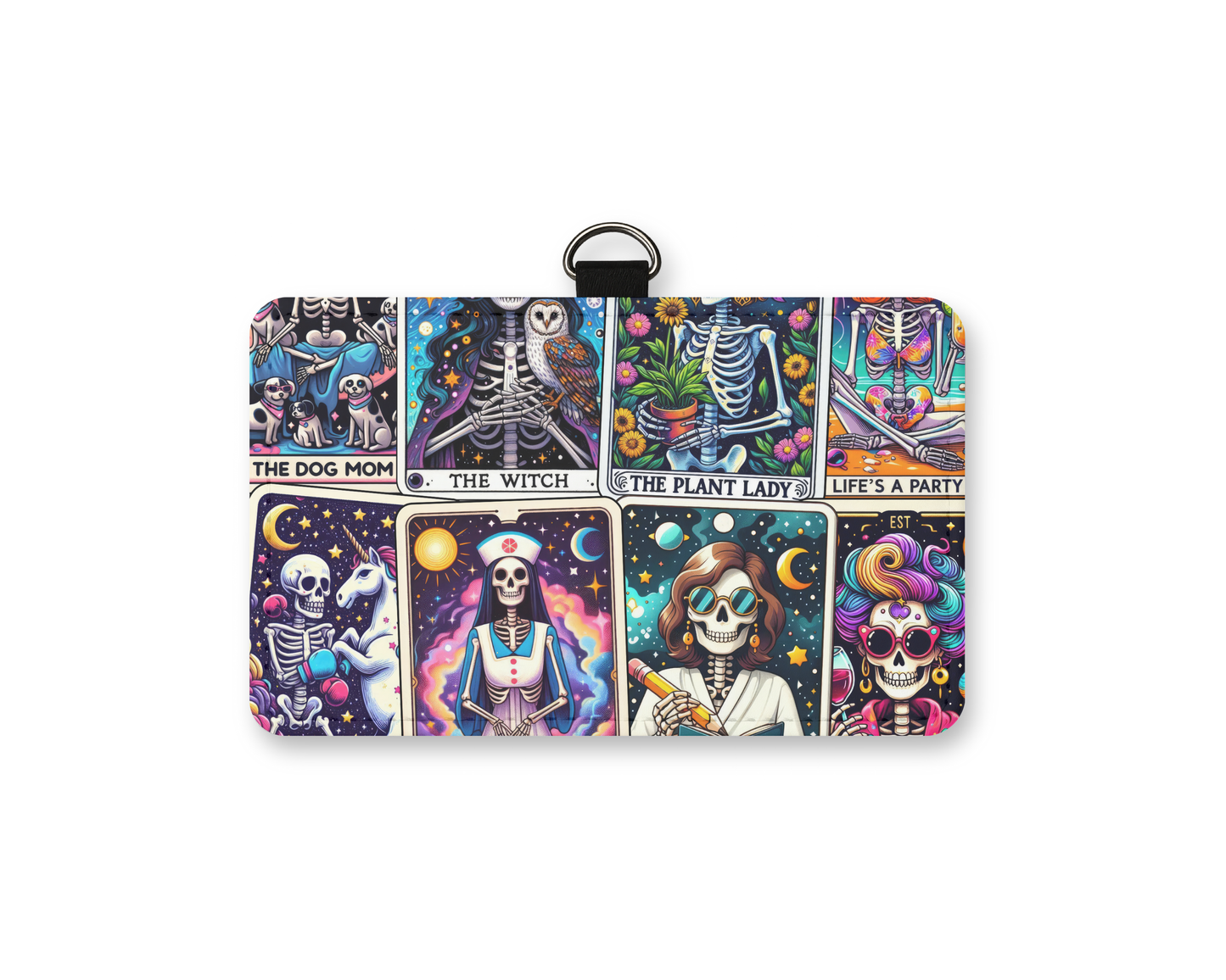 skeleton tarot card id holder