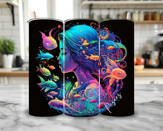 Pisces 20oz Skinny Tumbler – Insulated Stainless Steel with Straws & Brush