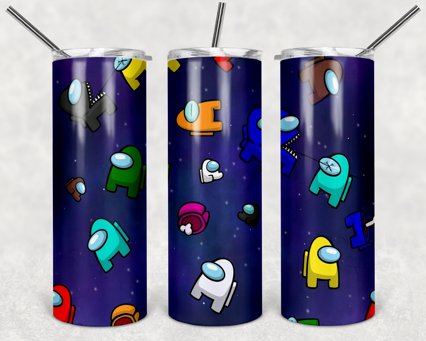 Among Us Floating 20oz Skinny Tumbler – Insulated Stainless Steel with Straws & Brush