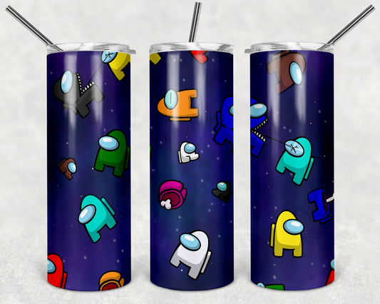 Among Us Floating 20oz Skinny Tumbler – Insulated Stainless Steel with Straws & Brush