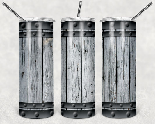 White Barrel 20oz Skinny Tumbler – Insulated Stainless Steel with Straws & Brush