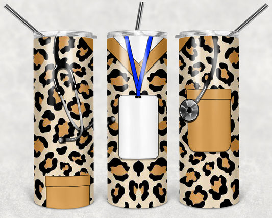Cheetah Scrubs 20oz Skinny Tumbler – Insulated Stainless Steel with Straws & Brush