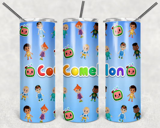 Cocomelon In Blue 20oz Skinny Tumbler – Insulated Stainless Steel with Straws & Brush