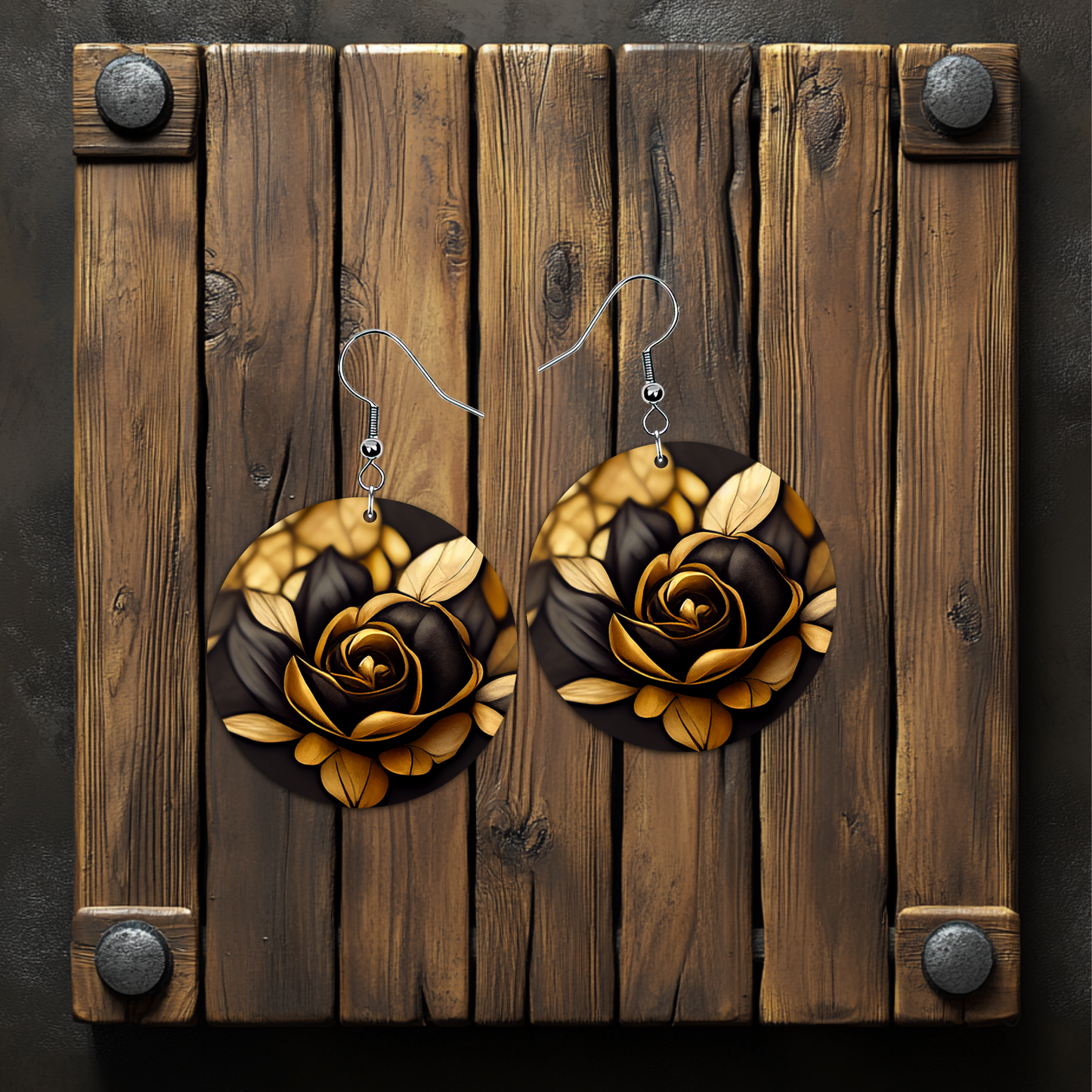 Bronze Rose Earrings – Lightweight Hypoallergenic Earrings