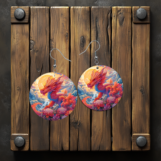 Psychedelic Dragon#2 Earrings – Lightweight Hypoallergenic Earrings