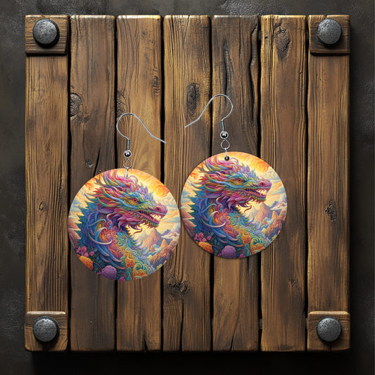 Psychedelic Dragon #1Earrings – Lightweight Hypoallergenic Earrings