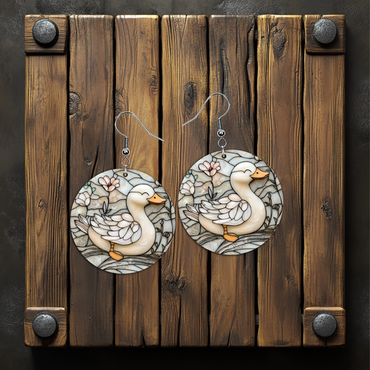 Stainglass Duck Earrings – Lightweight Hypoallergenic Earrings