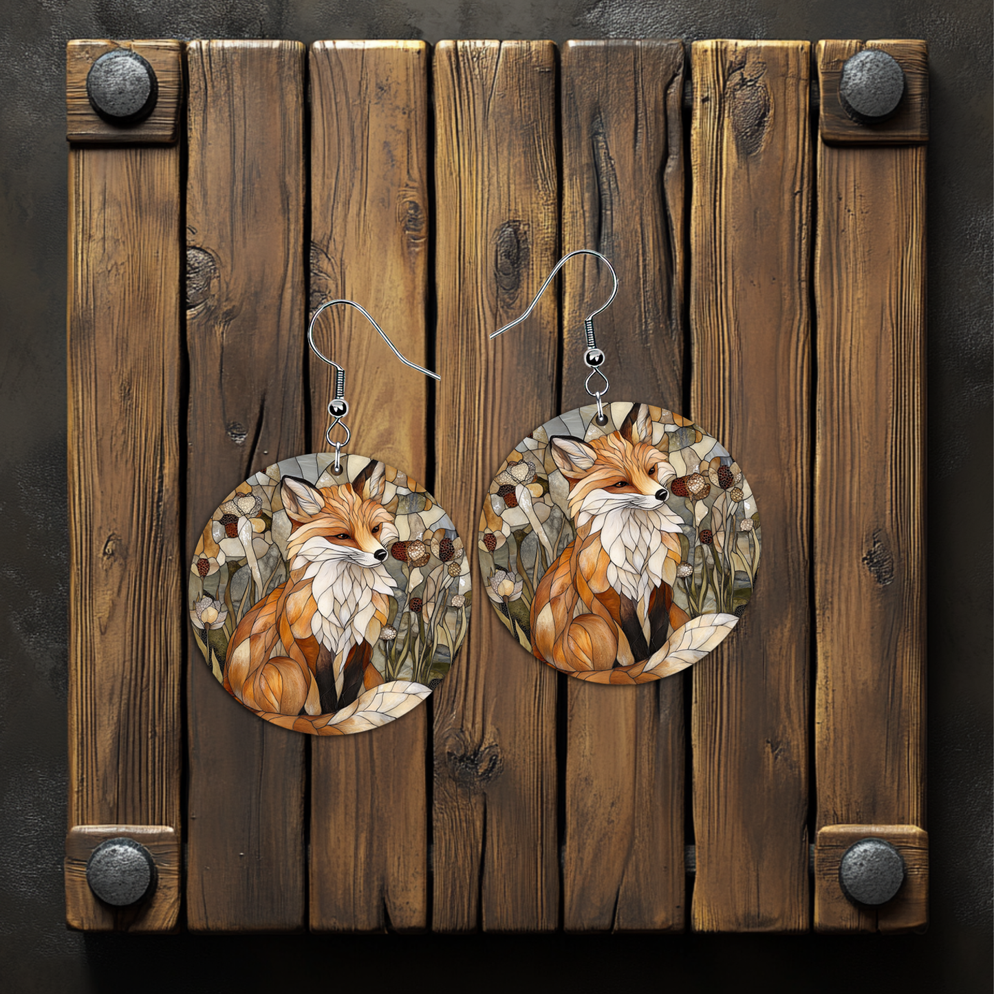 Fox Stainglass Earrings – Lightweight Hypoallergenic Earrings