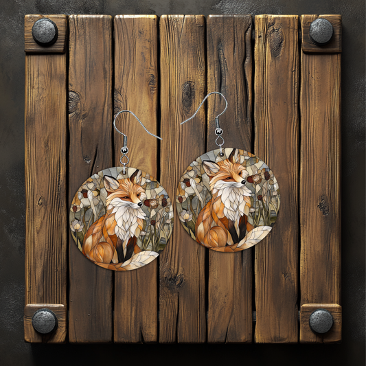 Fox Stainglass Earrings – Lightweight Hypoallergenic Earrings