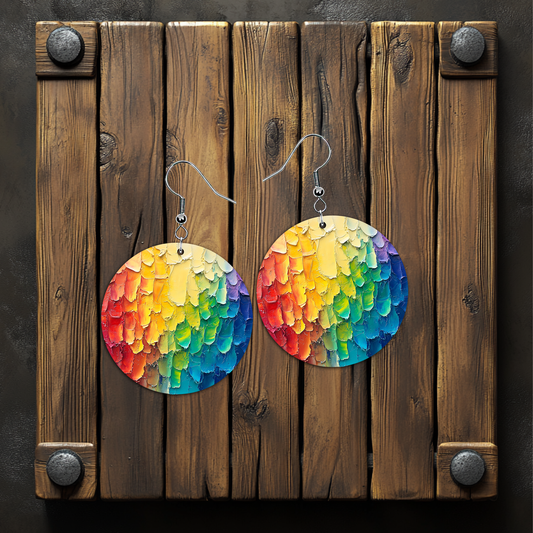 Thick Paint Rainbow Earrings – Lightweight Hypoallergenic Earrings