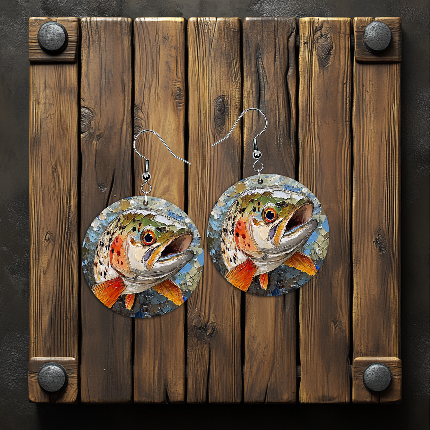 Thick Paint Salmon Earrings – Lightweight Hypoallergenic Earrings