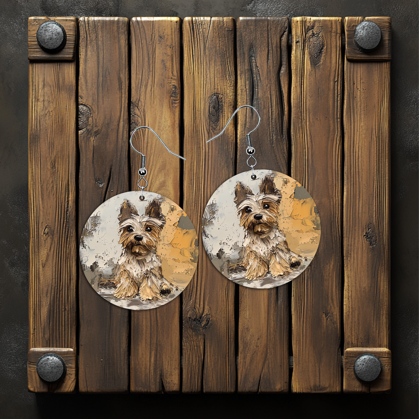 Thick Paint Yorkie Earrings – Lightweight Hypoallergenic Earrings