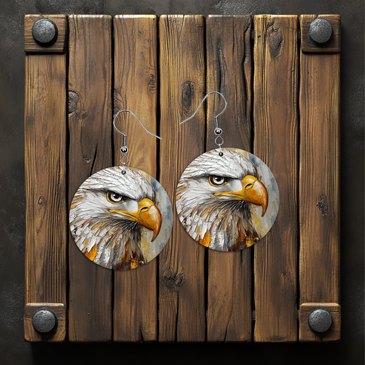 Thick Paint Bald Eagle Earrings – Lightweight Hypoallergenic Earrings