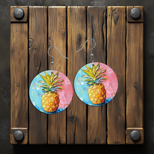 Thick Paint Pineapple Earrings – Lightweight Hypoallergenic Earrings