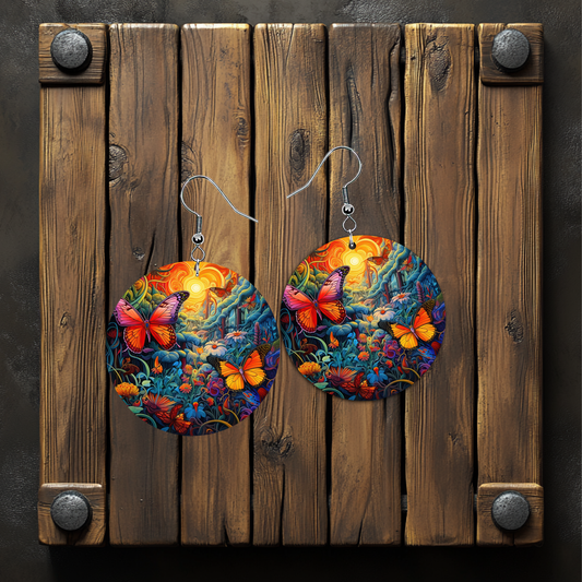 Psychedelic Butterfly Earrings – Lightweight Hypoallergenic Earrings