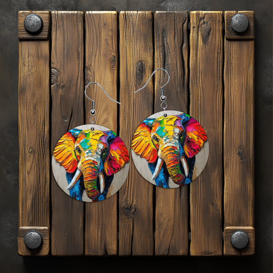 Tie Dye Elephant Earrings – Lightweight Hypoallergenic Earrings