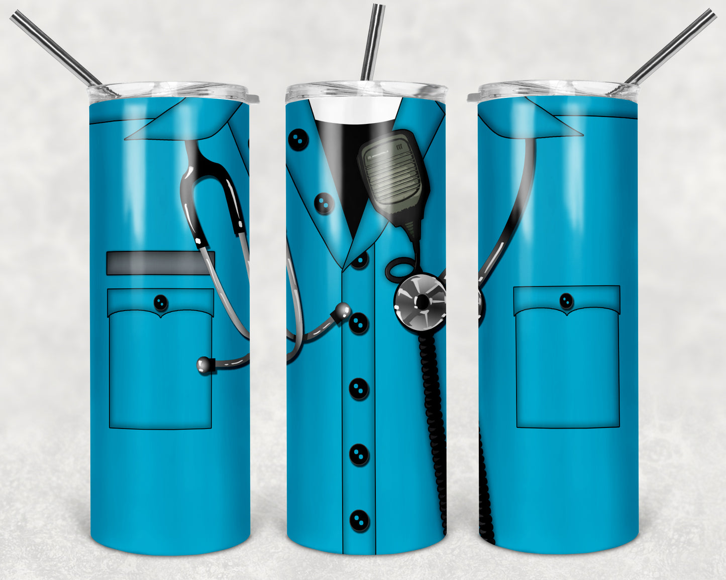 Ems Uniform 20oz Skinny Tumbler – Insulated Stainless Steel with Straws & Brush