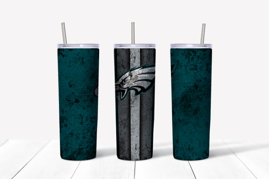 Eagles Grudge Style 20oz Skinny Tumbler – Insulated Stainless Steel with Straws & Brush