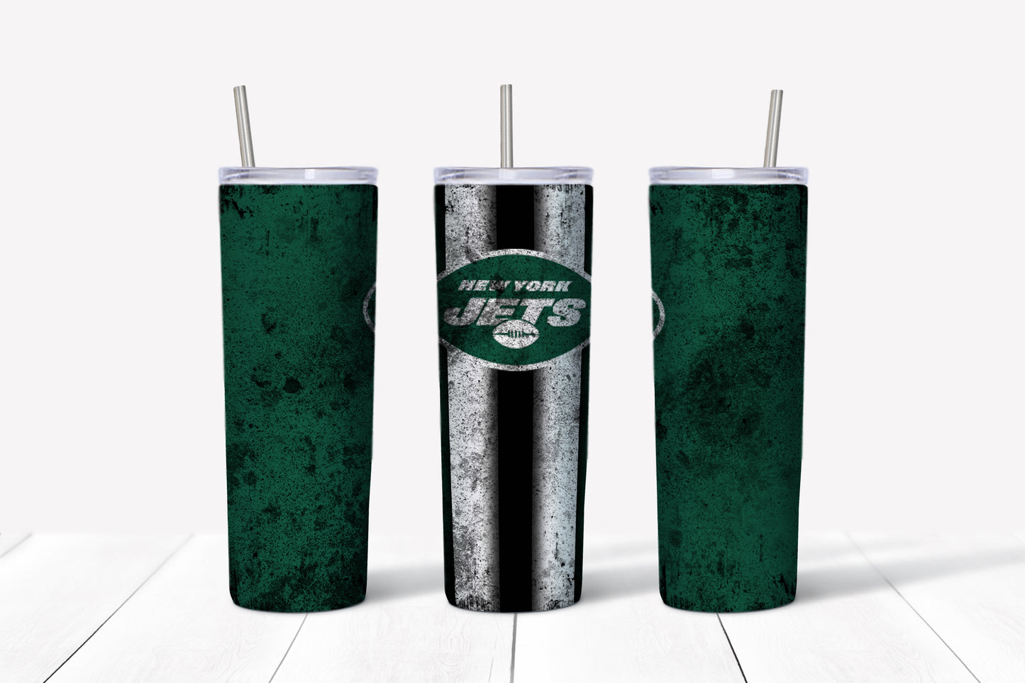 Jets Grudge Style 20oz Skinny Tumbler – Insulated Stainless Steel with Straws & Brush