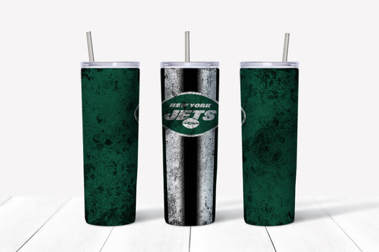 Jets Grudge Style 20oz Skinny Tumbler – Insulated Stainless Steel with Straws & Brush