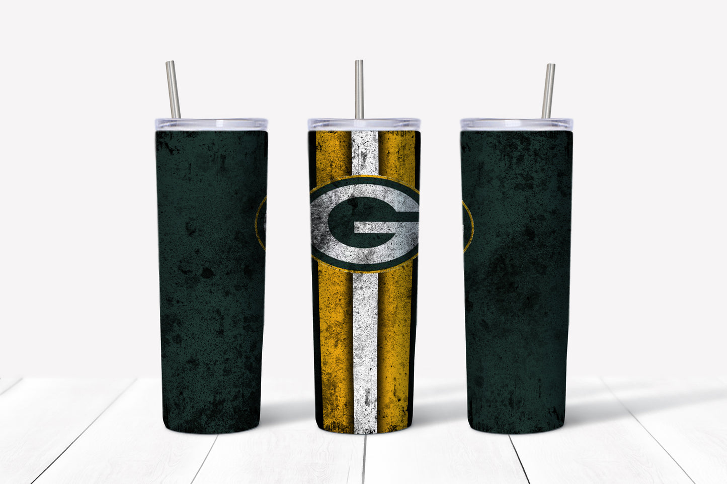 Packers Grunge 20oz Skinny Tumbler – Insulated Stainless Steel with Straws & Brush