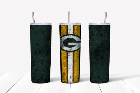 Packers Grunge 20oz Skinny Tumbler – Insulated Stainless Steel with Straws & Brush