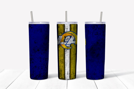 Rams Grunge Style 20oz Skinny Tumbler – Insulated Stainless Steel with Straws & Brush