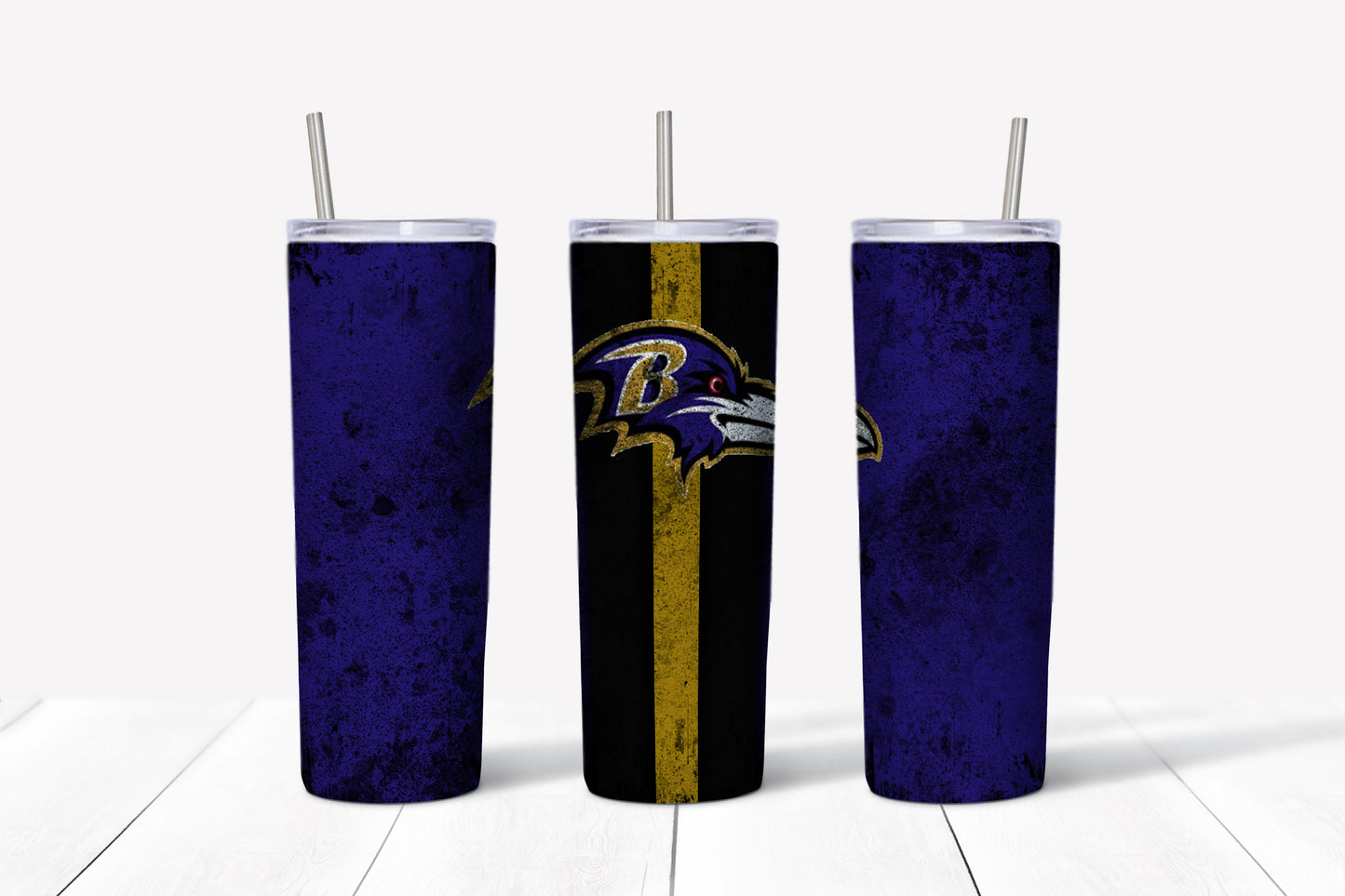 Ravens Grunge Style 20oz Skinny Tumbler – Insulated Stainless Steel with Straws & Brush