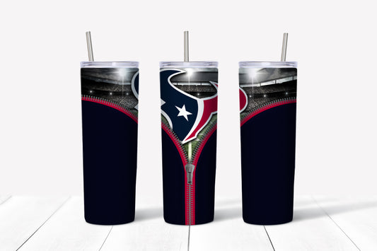 Houston Texans Zipper Style 20oz Skinny Tumbler – Insulated Stainless Steel with Straws & Brush