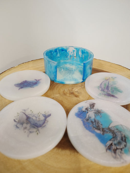 coastal coasters and holder