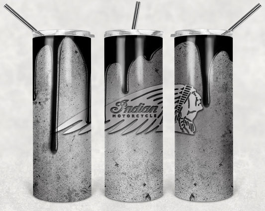 Indian Motorcycle 20oz Skinny Tumbler – Insulated Stainless Steel with Straws & Brush